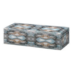 J&D Designs Co Rorschach Long Transitional Wood Box in Indigo Blue