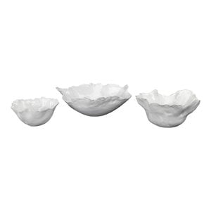 J&D Designs Co Fleur Modern Ceramic Bowls in White (Set of 3)