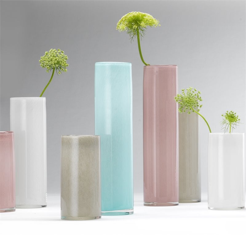 J&D Designs Co Gwendolyn Coastal Glass Hand Blown Vases in Blue (Set of 3)