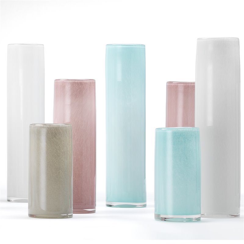 J&D Designs Co Gwendolyn Coastal Glass Hand Blown Vases in Blue (Set of 3)