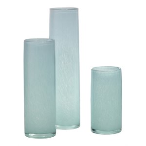 J&D Designs Co Gwendolyn Coastal Glass Hand Blown Vases in Blue (Set of 3)