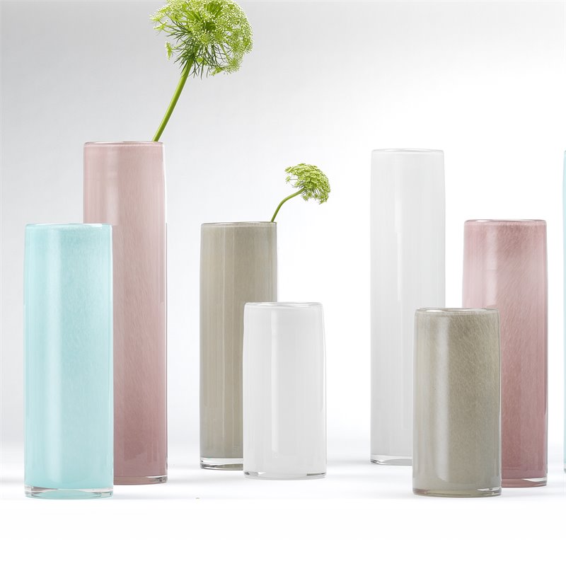 J&D Designs Co Gwendolyn Coastal Glass Hand Blown Vases in Gray (Set of 3)