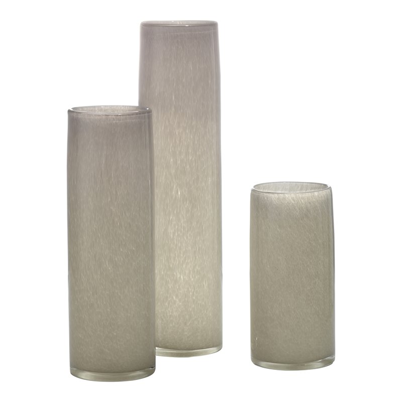 J&D Designs Co Gwendolyn Coastal Glass Hand Blown Vases in Gray (Set of 3)