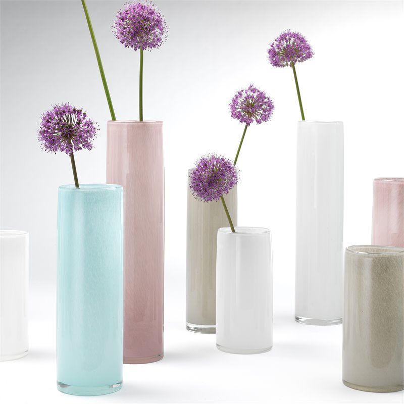 J&D Designs Co Gwendolyn Coastal Glass Hand Blown Vases in White (Set of 3)