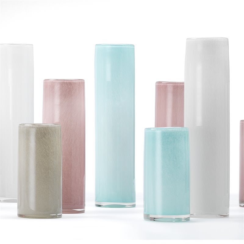 J&D Designs Co Gwendolyn Coastal Glass Hand Blown Vases in White (Set of 3)