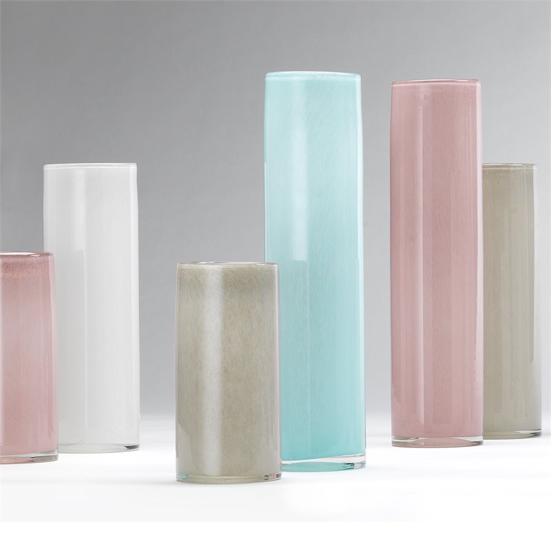 J&D Designs Co Gwendolyn Coastal Glass Hand Blown Vases in White (Set of 3)