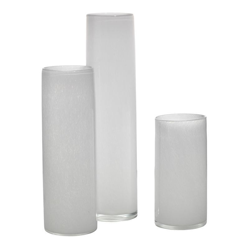 J&D Designs Co Gwendolyn Coastal Glass Hand Blown Vases in White (Set of 3)