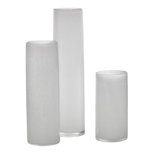 J&D Designs Co Gwendolyn Coastal Glass Hand Blown Vases in White (Set of 3)