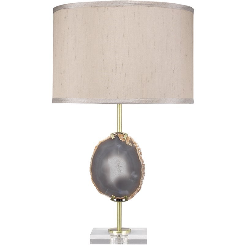 J&D Designs Co Agate Slice Transitional Metal Table Lamp in Natural