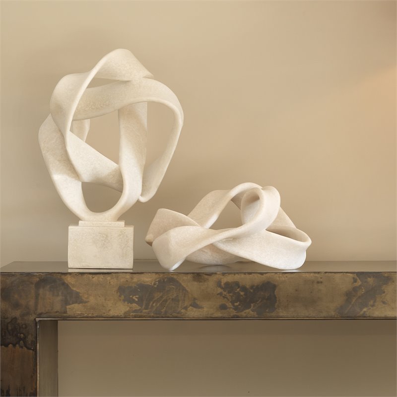 J&D Designs Co Intertwined Modern Polyresin Object on Stand in White