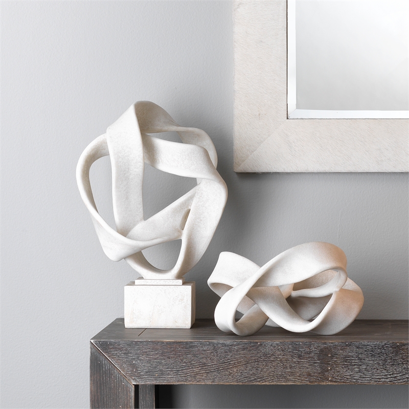 J&D Designs Co Intertwined Modern Polyresin Object on Stand in White
