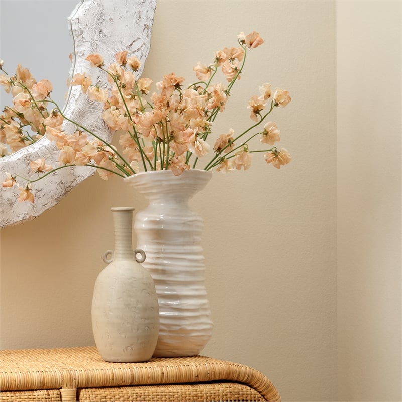 J&D Designs Co Large Transitional Ceramic Marine Vase in Beige