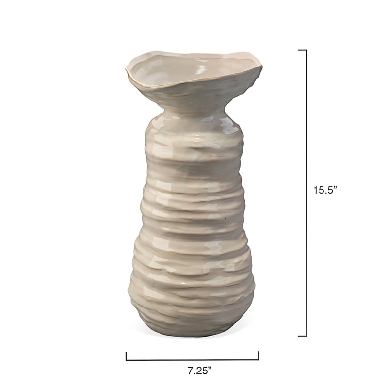 J&D Designs Co Large Transitional Ceramic Marine Vase in Beige