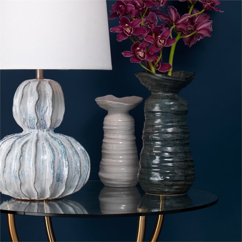 J&D Designs Co Medium Transitional Ceramic Marine Vase in Beige