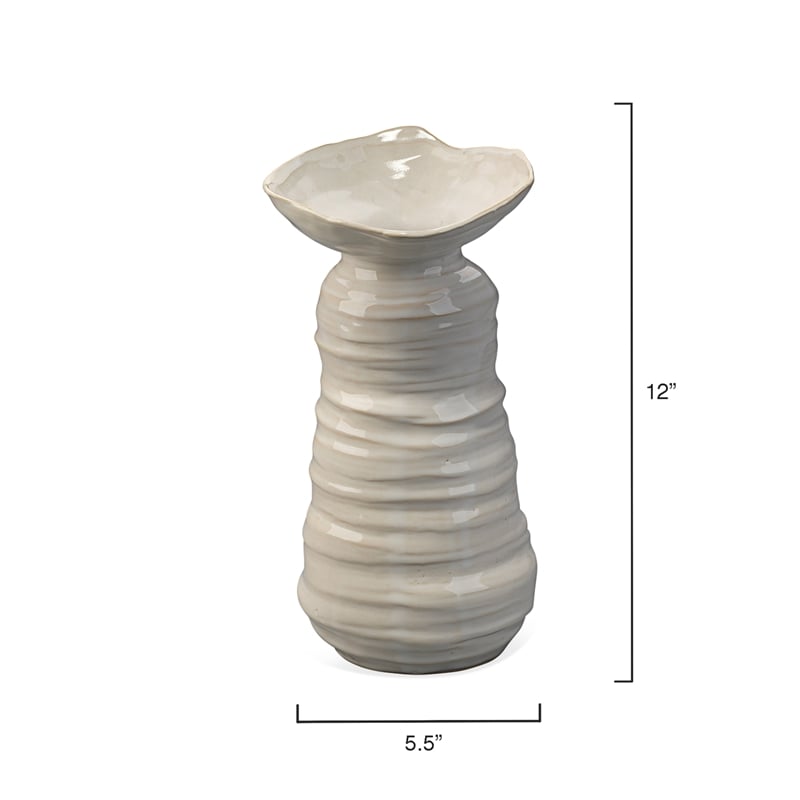 J&D Designs Co Medium Transitional Ceramic Marine Vase in Beige
