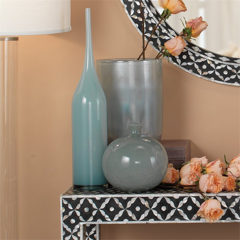 J&D Designs Co Minx Contemporary Glass Decorative Vases in Blue (Set of 2)