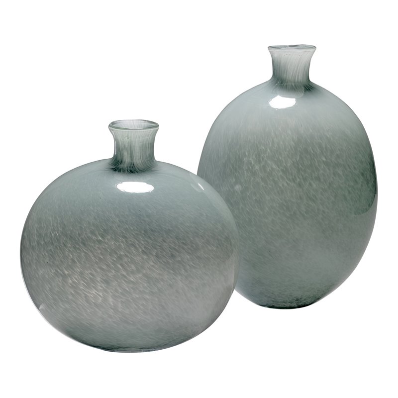 J&D Designs Co Minx Contemporary Glass Decorative Vases in Blue (Set of 2)