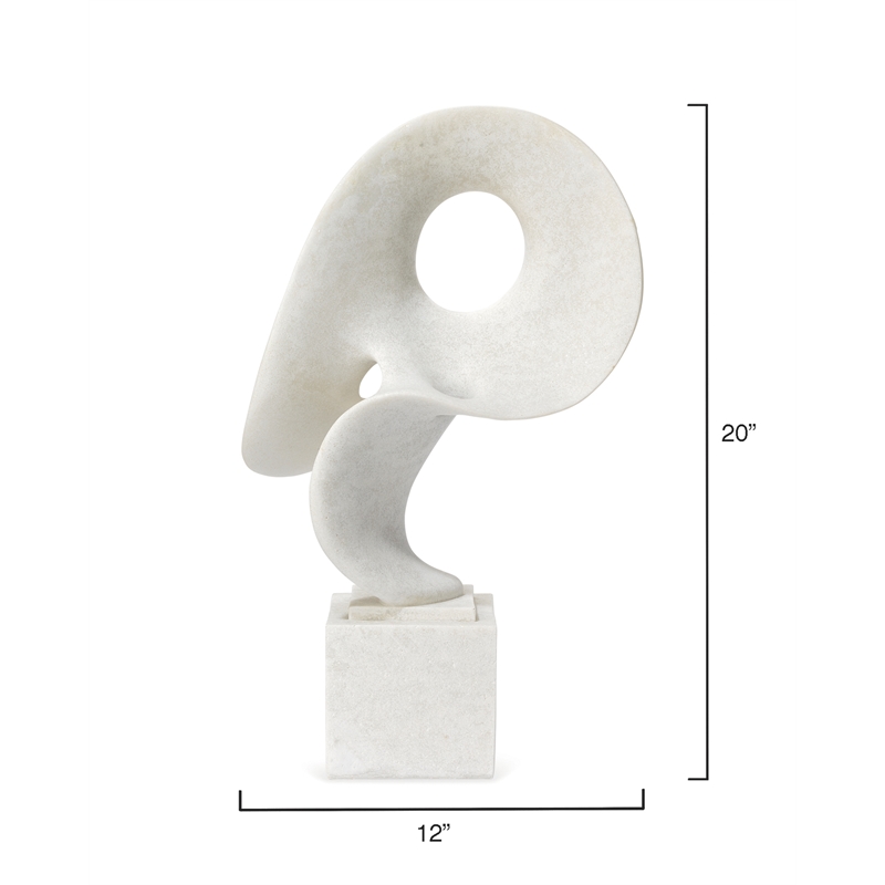 J&D Designs Co Obscure Modern Polyresin Object on Stand in White