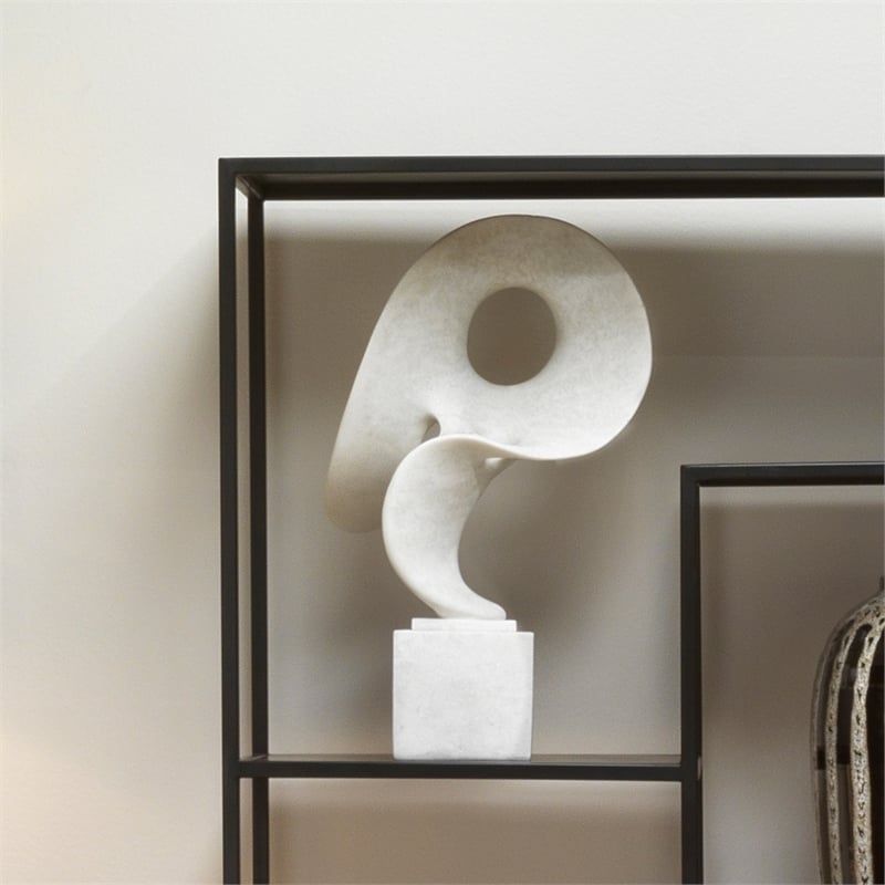 J&D Designs Co Obscure Modern Polyresin Object on Stand in White