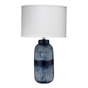 J&D Designs Co Large Coastal Ceramic Batik Table Lamp in Blue/White