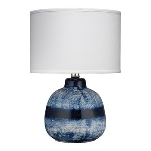 J&D Designs Co Small Coastal Ceramic Batik Table Lamp in Blue