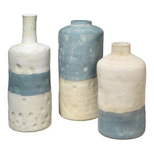 J&D Designs Co Coastal Ceramic Sedona Vessels in Blue (Set of 3)