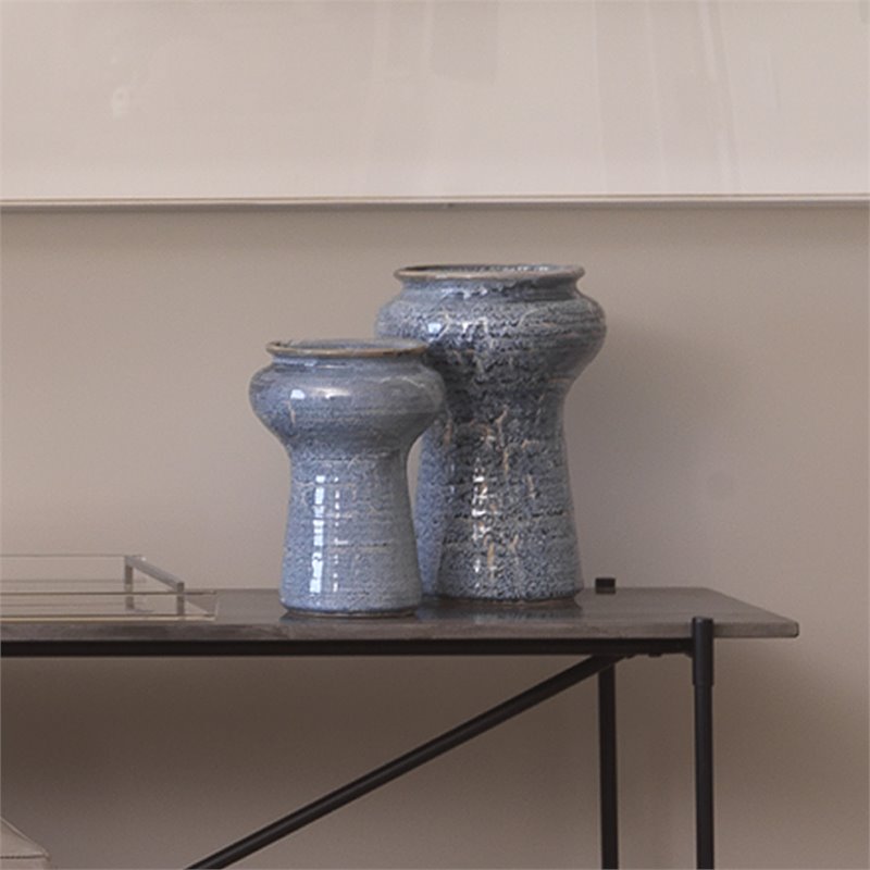 J&D Designs Co Coastal Ceramic Snorkel Vases in Blue (Set of 2)
