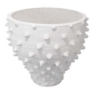 J&D Designs Co Coastal Ceramic Spike Vase in Textured Matte White