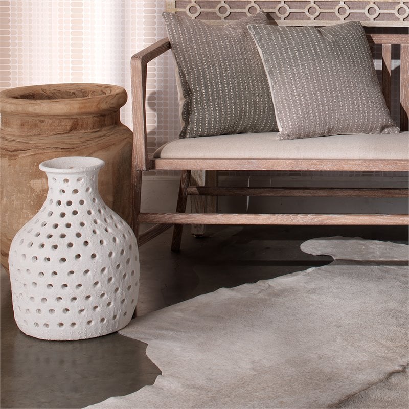 J&D Designs Co Topanga Coastal Wood Vase with Grain Pattern in Natural