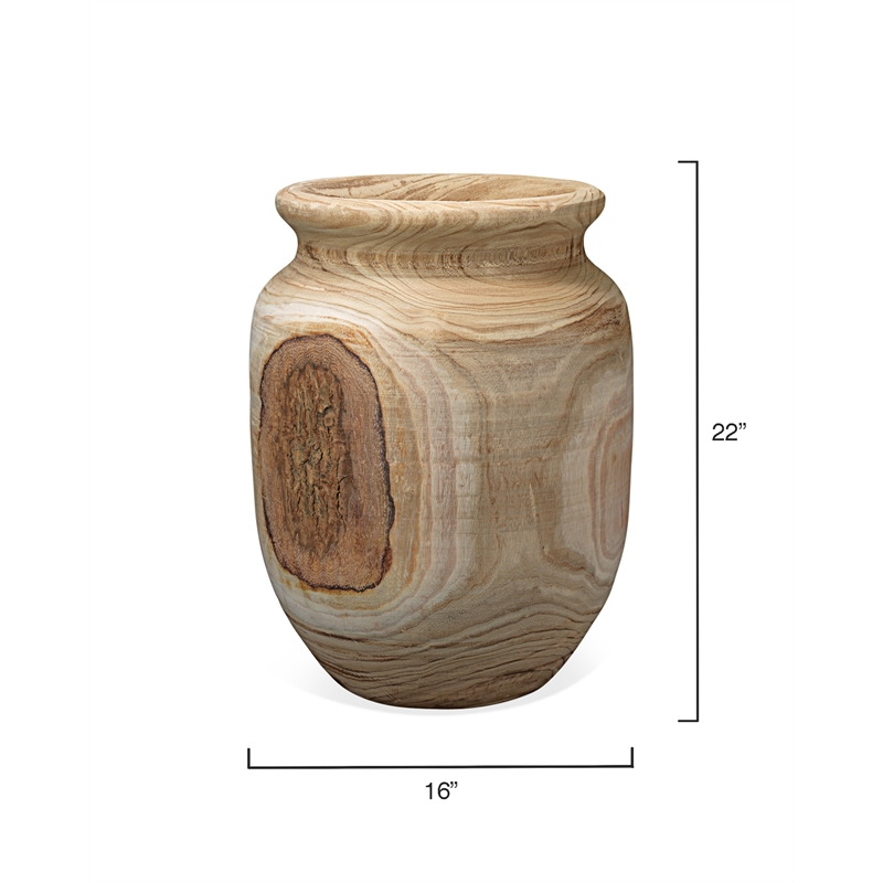 J&D Designs Co Topanga Coastal Wood Vase with Grain Pattern in Natural