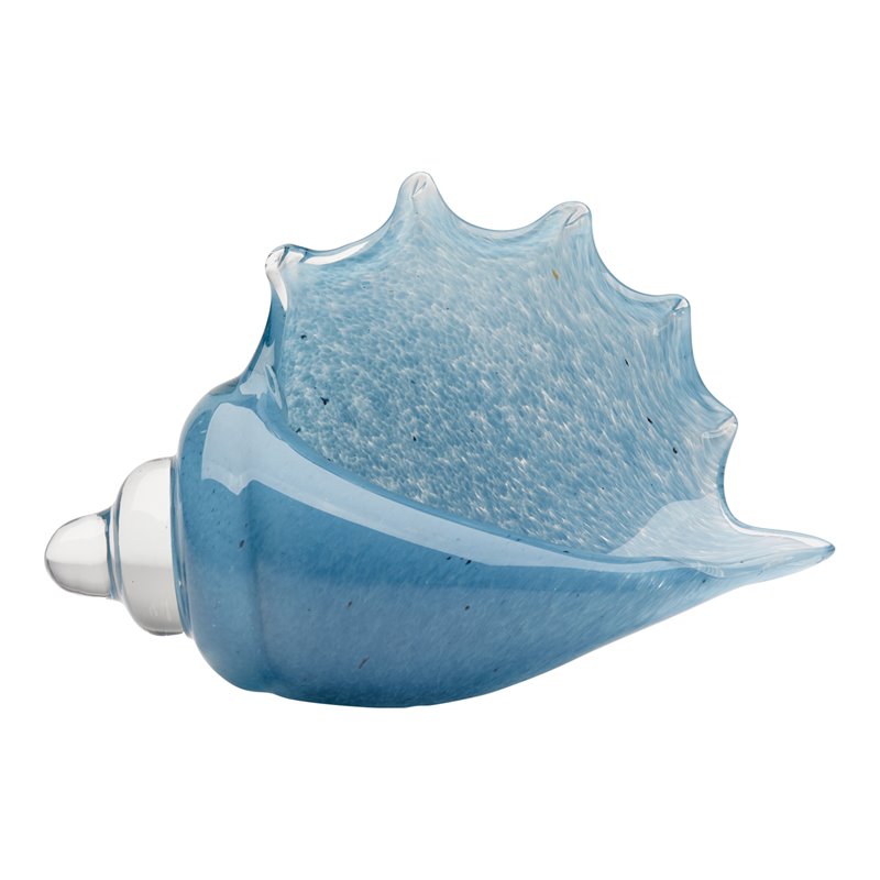 J&D Designs Co Coastal Style Glass Triton Shell in Blue Finish