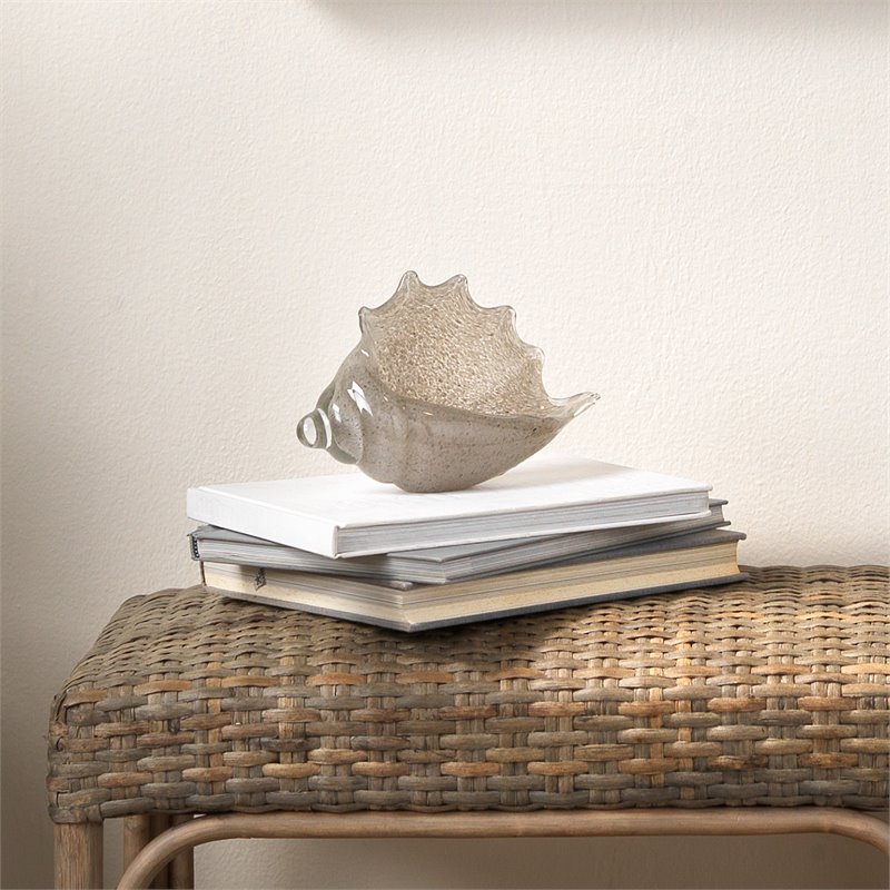 J&D Designs Co Coastal Style Glass Triton Shell in Warm Gray Finish