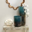 J&D Designs Co Large Contemporary Glass Vapor Vase in Metallic Aqua Blue