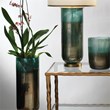 J&D Designs Co Large Contemporary Glass Vapor Vase in Metallic Aqua Blue