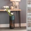 J&D Designs Co Large Contemporary Glass Vapor Vase in Metallic Aqua Blue