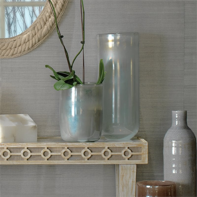 J&D Designs Co Medium Contemporary Glass Vapor Vase in Metallic Opal Blue