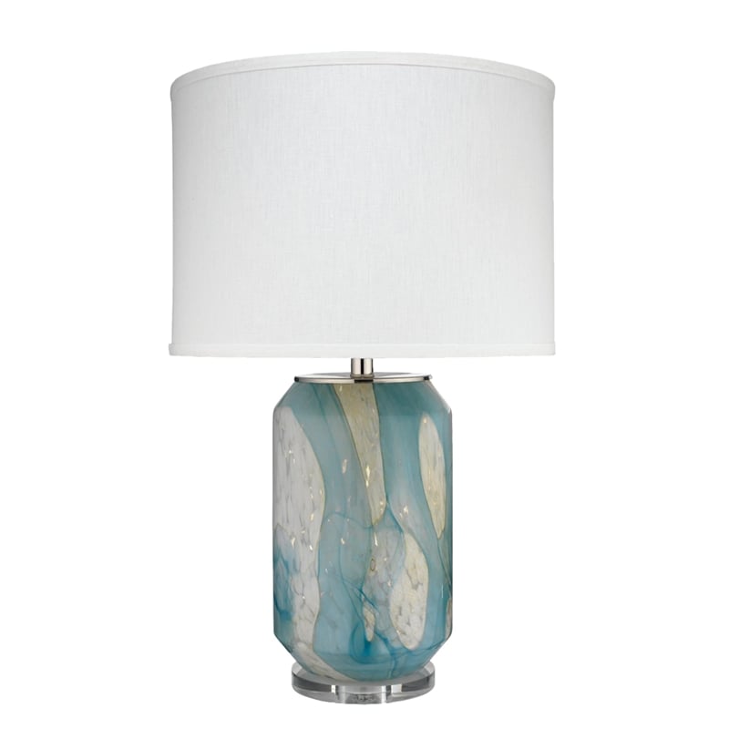 J&D Designs Co Helen Coastal Glass and Acrylic Table Lamp in Pale Blue