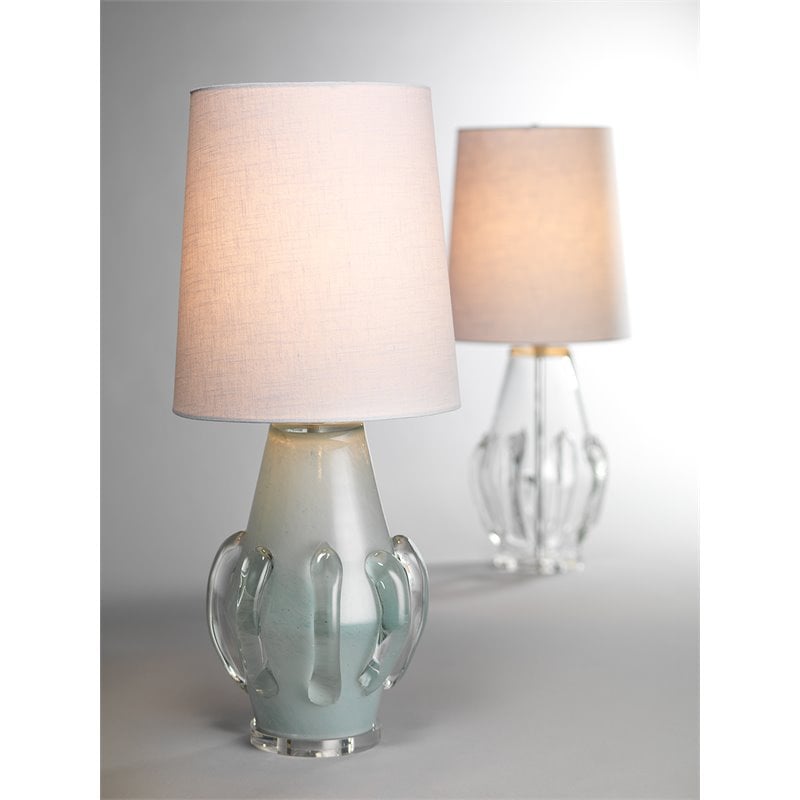 J&D Designs Co Talon Coastal Glass and Acrylic Table Lamp in Blue