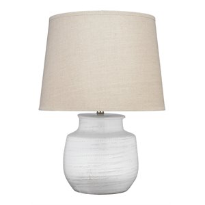 J&D Designs Co Small Transitional Ceramic Trace Table Lamp in White