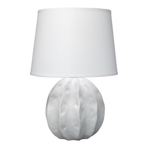 J&D Designs Co Urchin Coastal Ceramic Table Lamp in Matte White