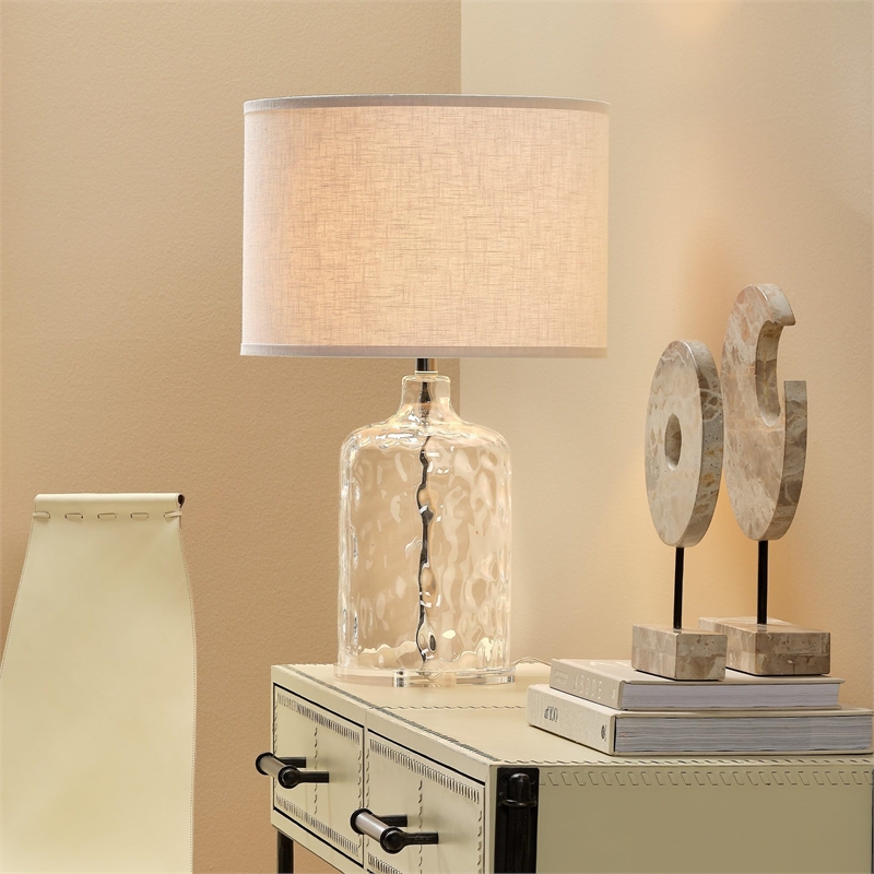J&D Designs Co Napa Transitional Glass Table Lamp in Clear Finish