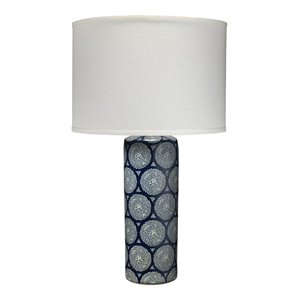 J&D Designs Co Neva Coastal Ceramic Table Lamp with Linen Shade in Blue