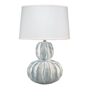 J&D Designs Co Oceane Gourd Coastal Ceramic Table Lamp in White