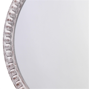 J&D Designs Co Audrey Transitional Wood Beaded Mirror in White