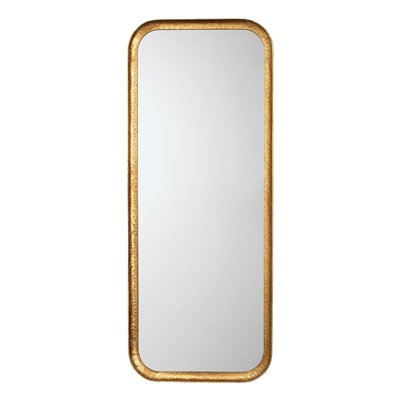 J&D Designs Co Capital Rectangle Farmhouse Metal Wall Mirror in Gold