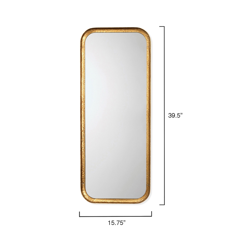 J&D Designs Co Capital Rectangle Farmhouse Metal Wall Mirror in Gold