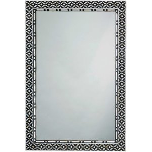 Jamie Young Co Evelyn Rectangle Mop & Glass Mirror in Black/Mother of Pearl