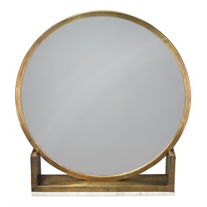J&D Designs Co Odyssey Contemporary Metal Standing Mirror in Antique Brass