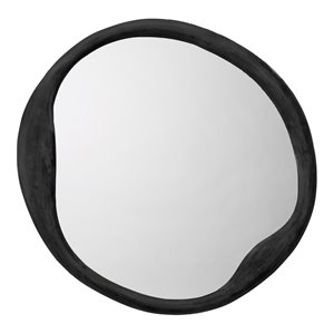 J&D Designs Co Organic Round Contemporary Metal Mirror in Black