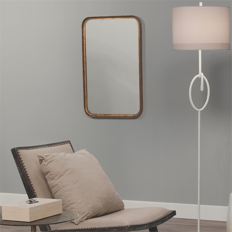 J&D Designs Co Principle Transitional Metal Vanity Mirror in Gold Leaf